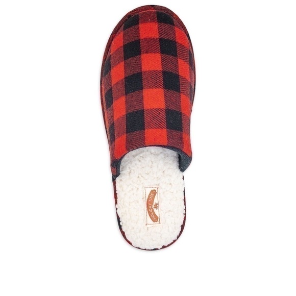 Men’s slip on red and black Buffalo plaid slippers with Sherpa insole - Picture 2 of 5